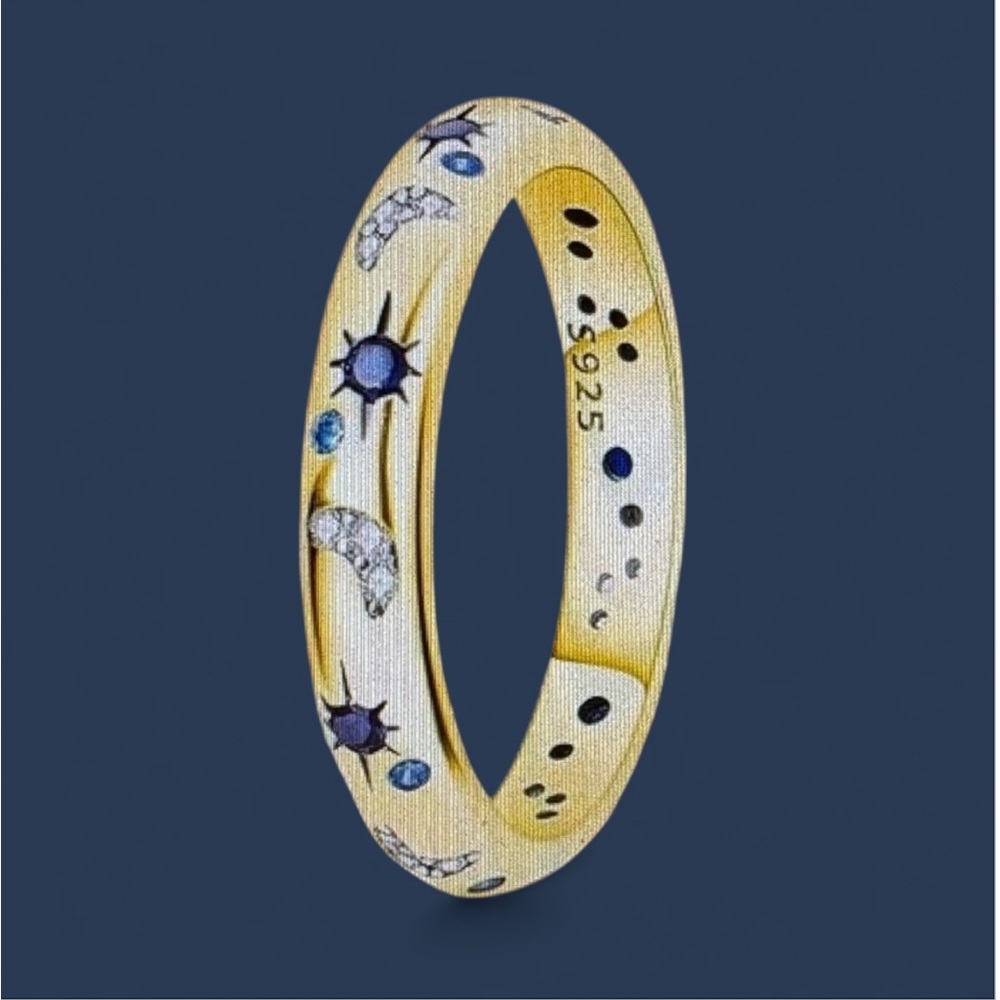 Sun Moon Blue Star Ring unisex